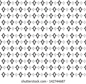 Abstract Geometric Retro Texture. Seamless pattern. Floral lightning ornament. Black and white flower background