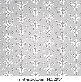 Abstract Geometric Retro Texture. Seamless pattern. Floral lightning ornament. Black and white flower background