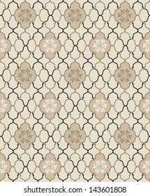 Abstract Geometric Retro Texture. Seamless pattern. Floral lightning ornament. Lacy vintage  background