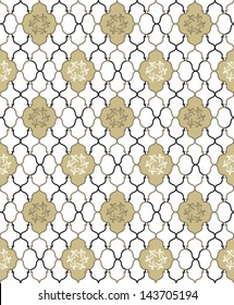 Abstract Geometric Retro Texture. Seamless pattern. Floral lightning ornament. Lacy vintage background
