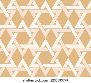 Abstract Geometric Retro Triangles Stars Seamless Vector Pattern Trendy Fashion Colors Minimalist Complex Shapes Perfect for Allover Fabric Print or Wrapping Paper Milky Brown Tones