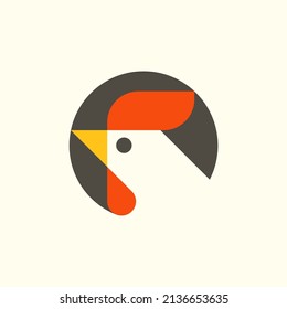 Abstract geometric rooster logo. Modern chicken design. Cock isolated modern illustration