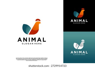 Logotipo geométrico Abstractas del gallo, innovación moderna de la cría de aves de corral, ilustración del diseño