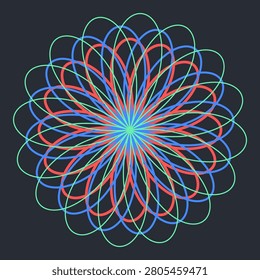 Abstract geometric rose curve vector art in 2010s (Flat Design) style.