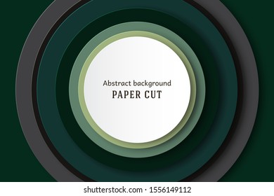 Abstract geometric round background in paper cut style. Straight lines. Design for brochures, posters, flyers, advertising. Place for text. Vector.