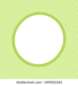 Abstract geometric round frame on squared color background. Template design for invitation, poster, card, postcard. Holiday card or congratulation. 