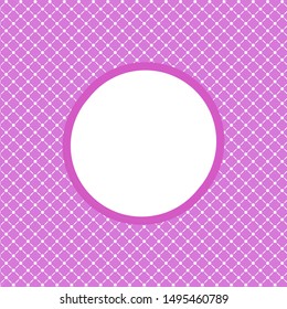 Abstract geometric round frame on squared color background. Template design for invitation, poster, card, postcard. Holiday card or congratulation. 