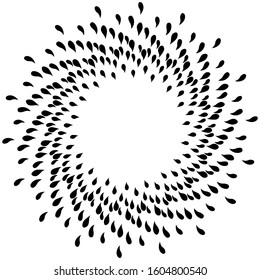 Abstract geometric round frame on white background. Template design for invitation, poster, card, postcard. Black and white isolated floral illustration.
