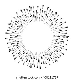 Abstract geometric round frame with place for your text, slogan or company name. Hand drawn starburst template for design. 