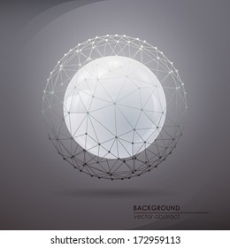Abstract geometric round molecular lattice. Vector technology business design
