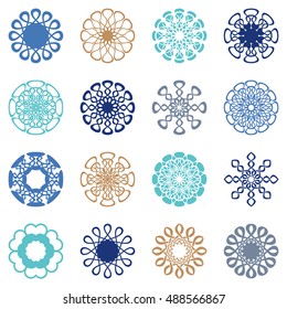 Abstract geometric round ornaments collection vector illustration