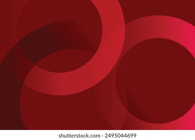Abstract geometric round shape on Red background design vector 