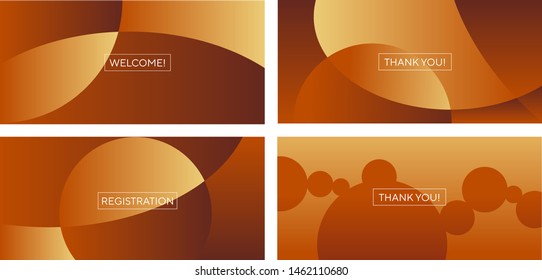 Abstract geometric round shapes composition for card, header, invitation, poster, social media, post publication. Decorative orange and brown gradient vector element.

