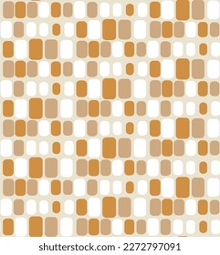 Abstract Geometric Rounded Edge Squares Seamless Pattern Wavy Lines Retro Design Trendy Fashion Colors Perfect for Allover Fabric Print Milky Brown Tones