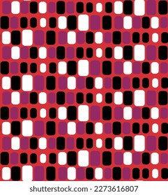 Abstract Geometric Rounded Edge Squares Seamless Pattern Wavy Lines Retro Design Trendy Fashion Colors Perfect for Allover Fabric Print Red Purple Black Tones