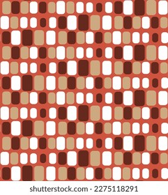 Abstract Geometric Rounded Edge Squares Seamless Pattern Wavy Lines Retro Design Trendy Fashion Colors Perfect for Allover Fabric Print Amber Brown Tones