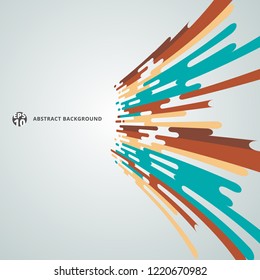 Abstract geometric rounded lines halftone transition perspective motion on white background. Vector Background Illustration