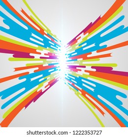 Abstract geometric rounded lines halftone transition perspective motion on white background with lighting effect. Vector Background Illustration