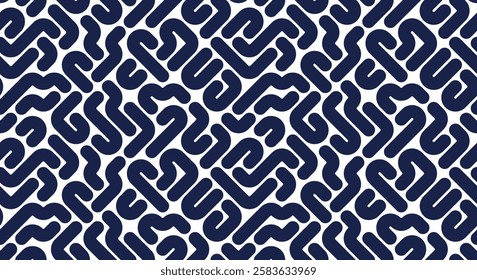 Abstract geometric rounded lines seamless pattern, vector worms Memphis childish endless background.