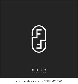 abstract geometric rounded long capsule circle modern lines FF logo letter design concept