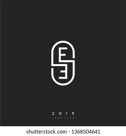 abstract geometric rounded long capsule circle modern lines EE logo letter design concept