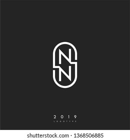 abstract geometric rounded long capsule circle modern lines NN logo letter design concept