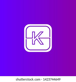 abstract geometric rounded square K logo letter with modern line shape in purple background design concept