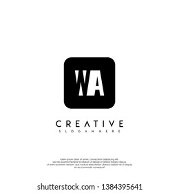 abstract geometric rounded square WA logotype monogram design concept