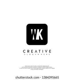 abstract geometric rounded square WK logotype monogram design concept