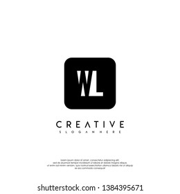 abstract geometric rounded square WL logotype monogram design concept