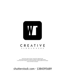 abstract geometric rounded square WT logotype monogram design concept