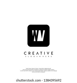 abstract geometric rounded square WV logotype monogram design concept