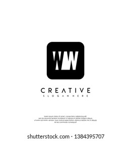 abstract geometric rounded square WW logotype monogram design concept