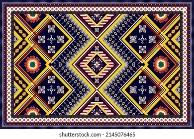 Abstraktes geometrisches Teppichdesign. Stammesboho, einheimische ethnische traditionelle Stickerei, Vektorhintergrund. Teppichboden aus Azteken mandala Ornament ethnische Chevron Textil-Dekoration Tapete.