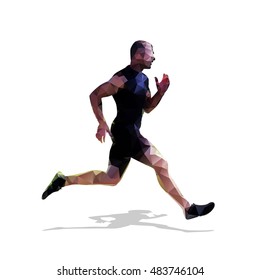Abstract geometric running man. Polygonal runner. Vector illustration