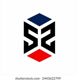 Diseño geométrico abstracto del logotipo de S2 con el concepto de la caja.