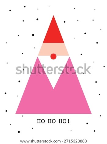 Abstract geometric Santa Claus design. Minimal holiday card.