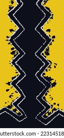 Abstract geometric Sasirangan cloth is a traditional cloth for clothing from South Kalimantan, the Banjar tribe with a zigzag line pattern in white, black, yellow colors batik