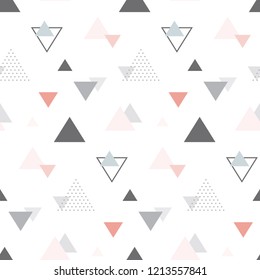Abstract geometric scandinavian seamless pattern. Multicolor triangles. Vector illustration.