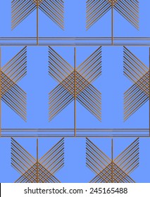Abstract Geometric Scandinavian Tree Seamless Pattern on blue background. Ethnic folk style texture. Cloth design. Can be used for wallpaper, pattern fills, web page background and surface textures. 