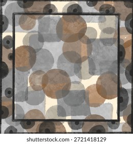 Abstractas diseño geométrico de bufanda con círculos superpuestos y suaves Formas texturizadas en tonos neutros terrosos. Modelo minimalista moderno del Vector conveniente para la bufanda de seda, el hijab, el mantón, los accesorios de la moda, la impresión textil, y el diseño contemporáneo de la tela