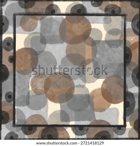 Abstract geometric scarf design with overlapping circles and soft textured shapes in neutral earthy tones. Modern minimalist vector pattern suitable for silk scarf, hijab, shawl, fashion accessories, textile printing, and contemporary fabric design