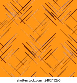 Abstract Geometric Scratched Wood Texture Seamless Pattern on orange background. Vintage style texture. Cloth design. Can be used for wallpaper, pattern fills, web page background, surface textures. 