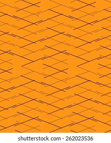 Abstract Geometric Scratched Wood Texture Seamless Pattern on orange background. Vintage style texture. Cloth design. Can be used for wallpaper, pattern fills, web page background, surface textures.