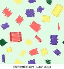 Abstract geometric 
scribble seamless pattern. Trendy bright colors.

