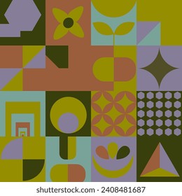 Abstract geometric seamless artwork. Neo geometric figures. Vector illustration
