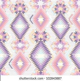 Abstract geometric seamless aztec pattern. Colorful ikat style pattern.