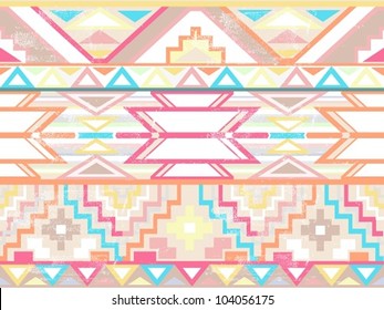Abstract geometric seamless aztec pattern. Colorful ikat style pattern.