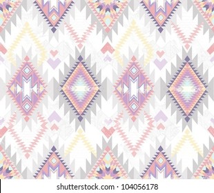 Abstract geometric seamless aztec pattern. Colorful ikat style pattern.