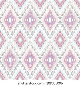 Abstract geometric seamless aztec pattern. Colorful ikat style pattern.